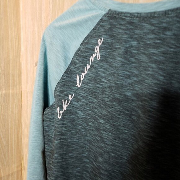 BKE Lounge Womens Grey Teal Long Sleeve Top Medium - Picture 4 of 7